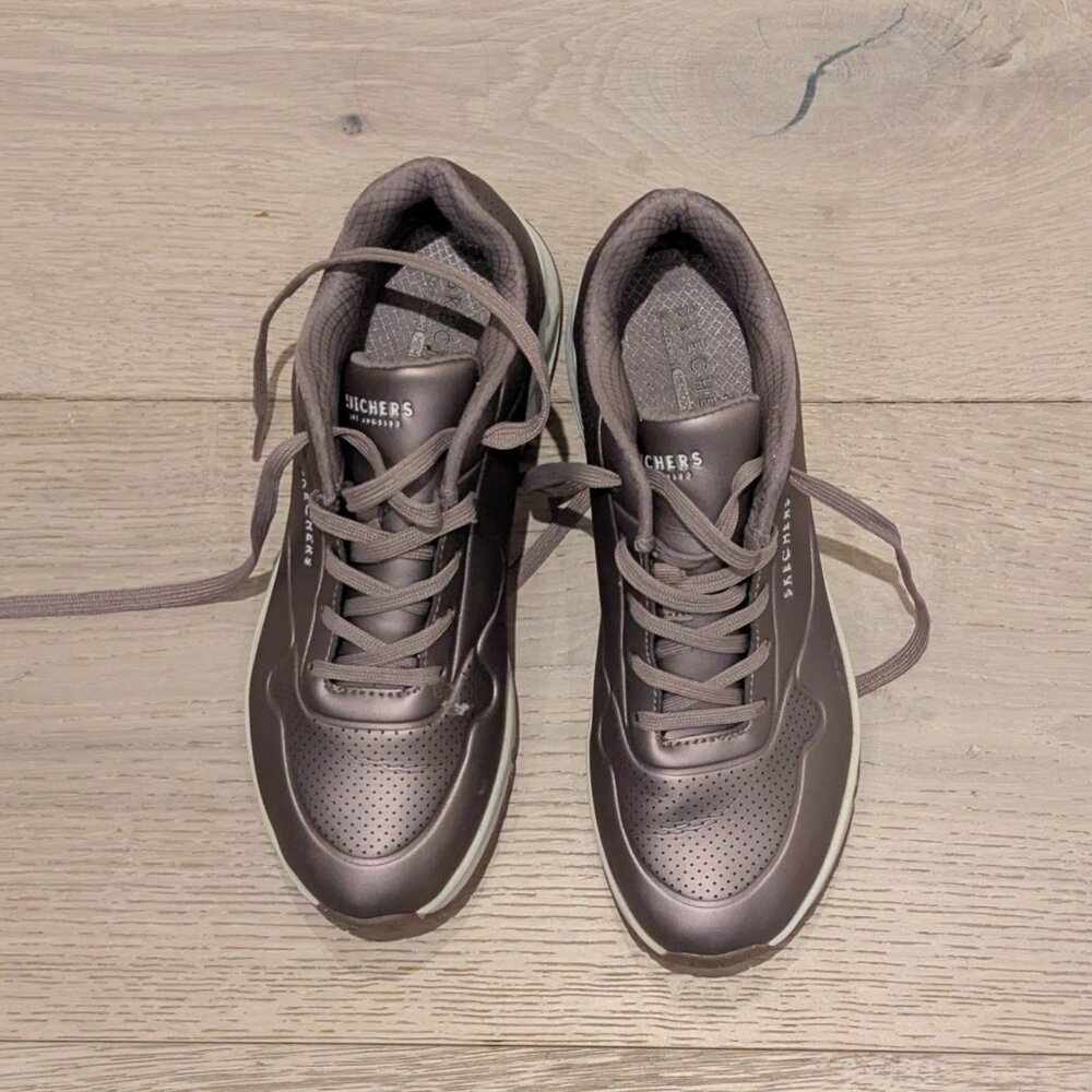 Skechers Women's Shoes Sz 9 Uno Rose Bold Pewter Sneakers Tennis Shoes Trainers